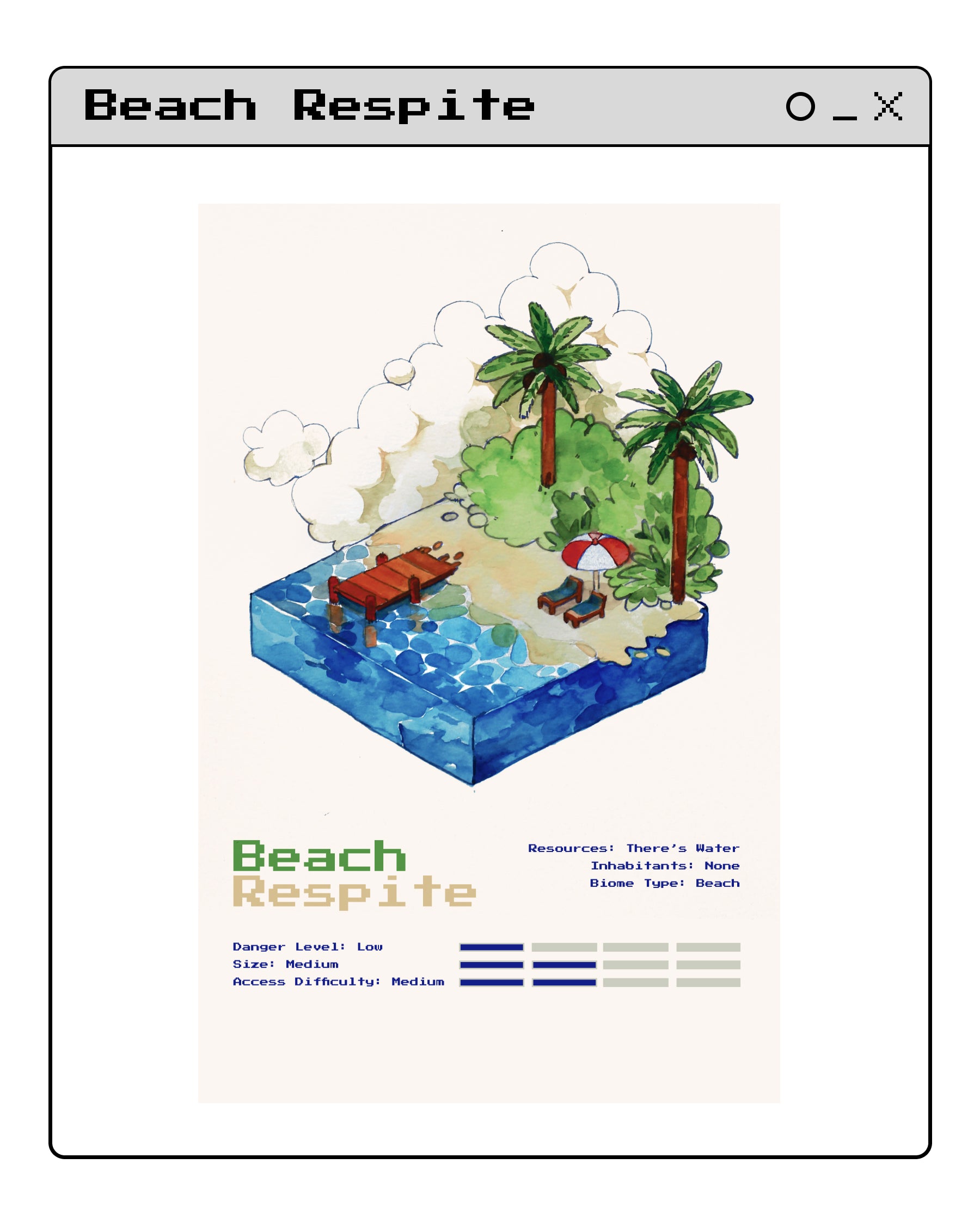 Isometric Island Watercolor Print | Video Game-Inspired Art