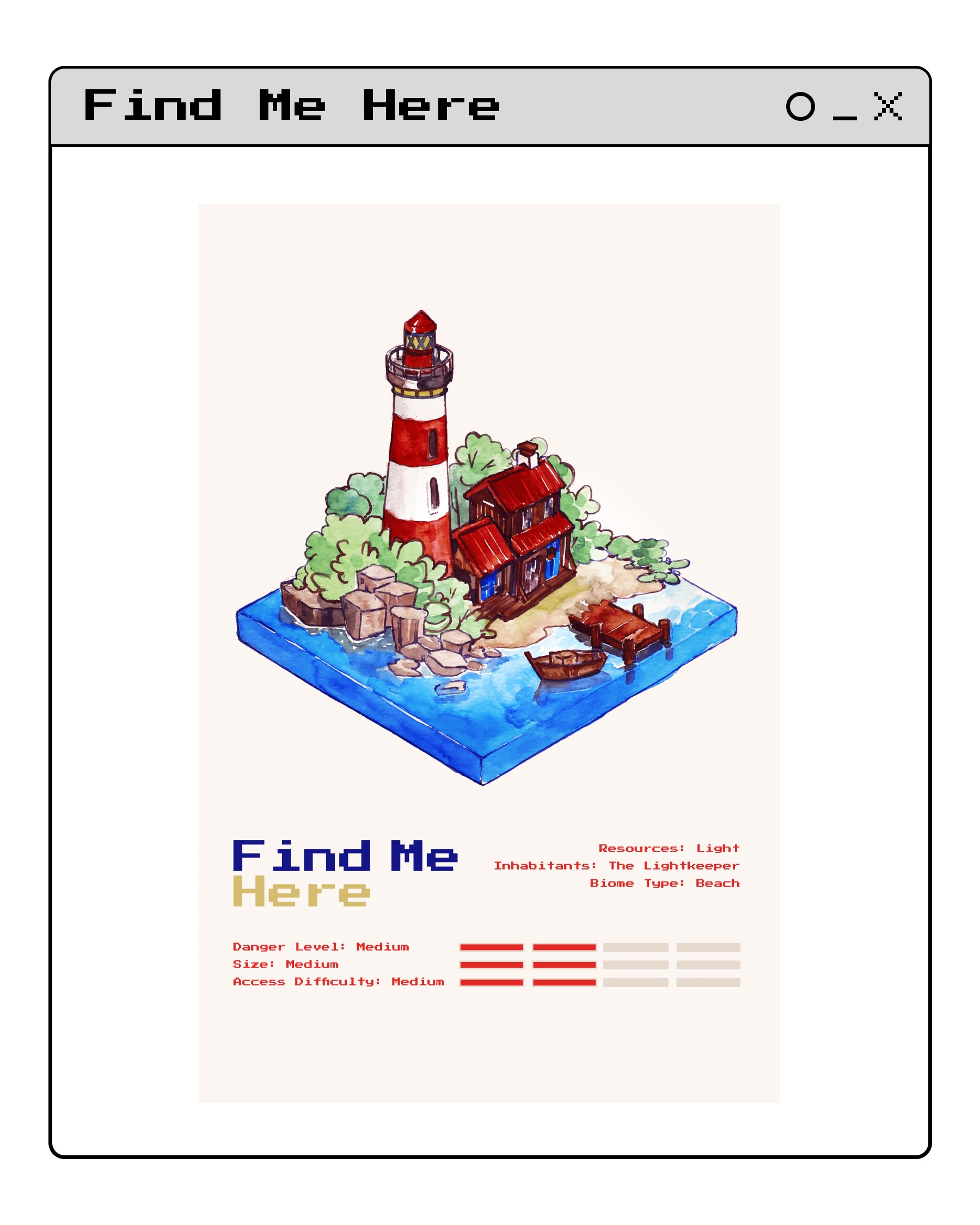 Isometric Island Watercolor Print | Video Game-Inspired Art