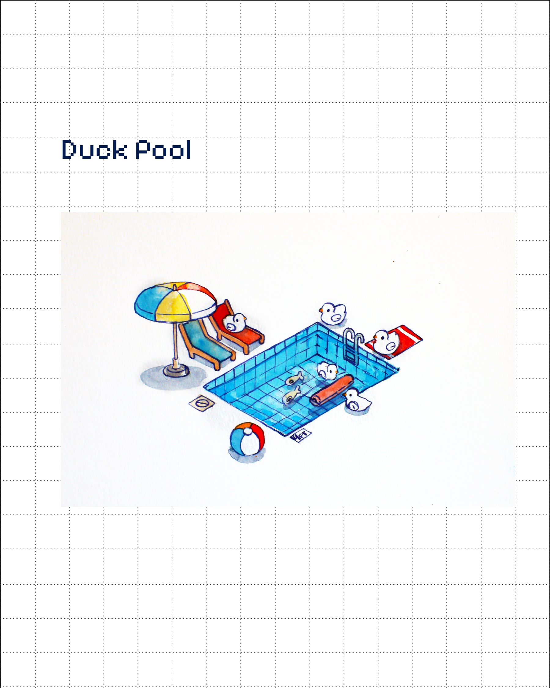 Duck Pool Watercolor Print