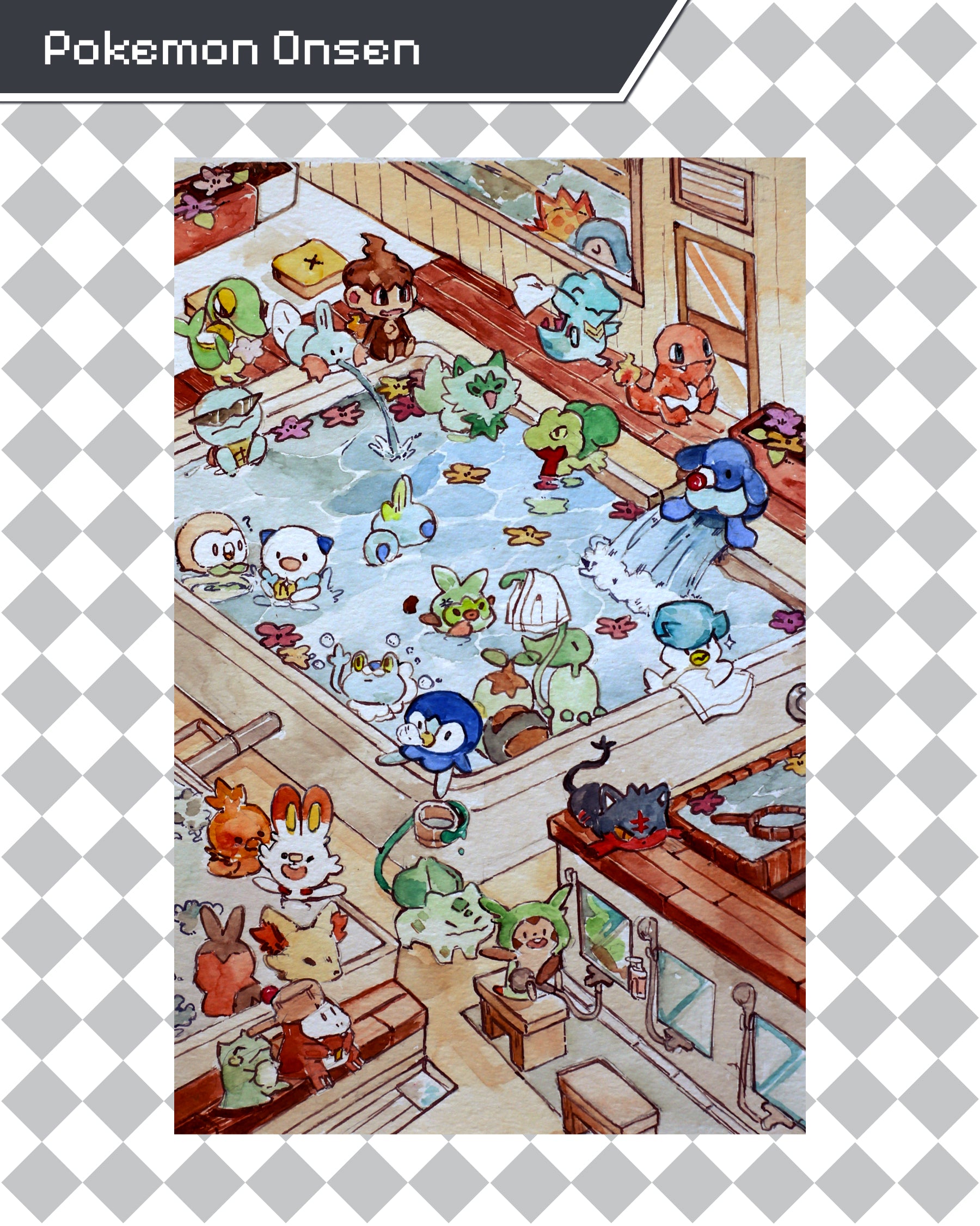Pokémon Fanart Watercolor Print | Cute Decor for Trainers & Collectors